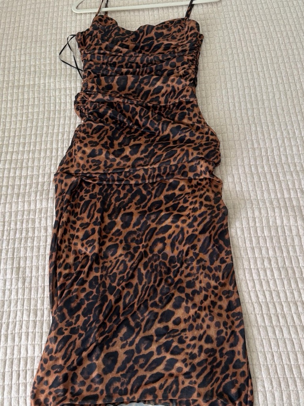 Zara Leopard-Print Midi Slip Dress in Brown and Black